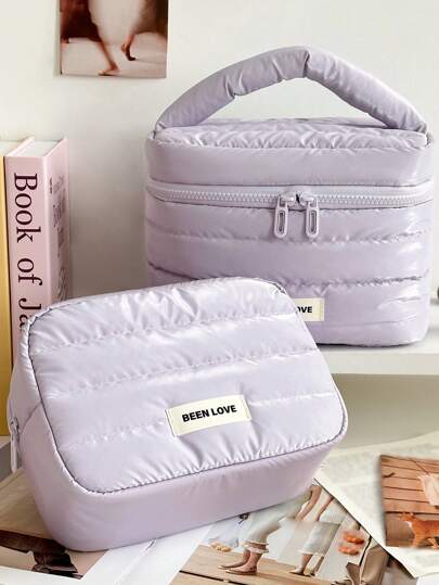 1 adet/Set Düz Renk Lazer Köpük Kozmetik Çanta, Y2K Sevimli ve Şık Büyük Kapasiteli Saklama Çantası, Su Geçirmez Işıklı Kozmetik Çanta, Cilt Bakım Çantası, Tuvalet Çantası, Kese, Makyaj Çantası, Seyahat İçin Gerekli Eşya