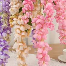 2 件，人造紫藤挂饰，假花花环花藤适用于婚礼派对家居装饰（深粉色） - 粉色 - 查看 4