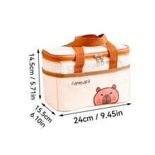 1pc Portable Large Capacity Capybara Insulated Lunch Bag, Cute Cartoon Pattern Thermal Lunch Box Bag, Waterproof & Dustproof Food Container Storage Bag, Reusable Cooler Bag, Picnic Bag, Suitable For Student And Adult Use In Home, School, Dorm, Office, Outdoor Camping, Picnic, Travel, Back To School