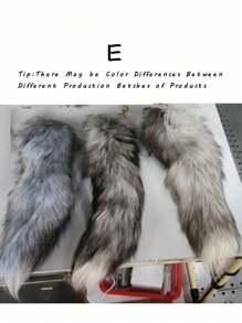 1pc Faux Plush Fox Tail Keychain, Faux Animals Keyring Charm Pendant Faux Cute Animal Fox Keyring Decoration(Slight Difference In Tail Color,Keychain Random) - Grey - View 5