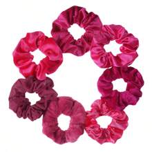 7 pièces Élastiques à cheveux couleur unie pour femmes, bandeaux pour cheveux doux et élégants, set de variété de tons roses