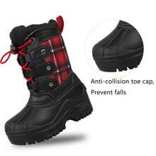 Riemot Boy's Girl'sWinter Boots Waterproof Snow Boots Insulated Furry Walking Mucker Yard Boots Warm Anti-Slip Ankle Hiking Skiing Boots In Snow Season. - Black - View 4
