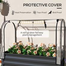 Outsunny Raised Garden Bed With Cover And Storage Shelf, Rectangular Metal Elevated Planter Box With Legs And Bed Liner - Dark Grey - View 4