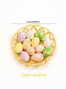 1 套带方形或圆形篮子的鸡蛋、复活节彩蛋、散装彩色可重复使用篮子蛋托盘，用于 DIY 礼物复活节工艺品