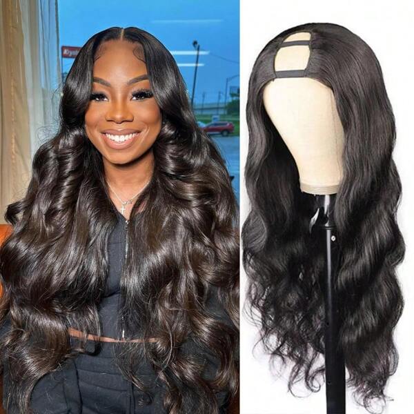 U Part Human Hair Wig Body Wave U Part Wig Human Hair For Women Glueless Wigs Human Hair Clip Upgrade Natural Hair Wig Beginner Friendly Middle Part Wig Human Hair For New Year Use  250% Density