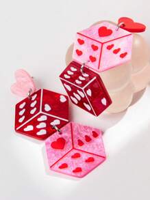 1 Cặp Hoa tai hình xúc xắc hình học 3D Acrylic thời trang, Thiết kế ba chiều nhiều màu sắc, Thích hợp cho phụ nữ đeo trong lễ hội - xúc xắc - Xem 7