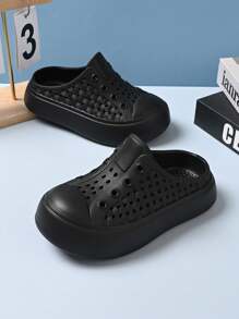 1 Pair Children Non-Slip Solid Color Thick Sole Open-Toe Sandals, Summer - Black - View 3