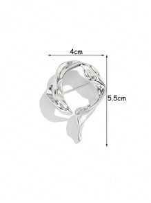 1pc Creative Japanese-Style Minimalist Geometric Round Ring Brooch, Asymmetrical Lava Liquid Flower Pin