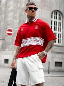 2025 Spring & Summer Men's Fashion Casual Oversize Soft Breathable Polo Shirt, Ins Style - Red - View 2