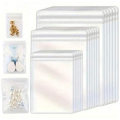 Set de 30 bolsas transparentes de PVC autosellables, adecuadas para joyas y artículos pequeños - a prueba de polvo y oxidación, ideal para almacenar pendientes, anillos, collares y pulseras