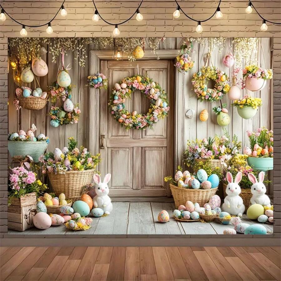 1 Pieza de Pancarta de Pascua de Tela Fotográfica, Tela de Fondo de Pascua Decoración de Ambiente de Fiesta, Decoración de Pancarta de Pascua Decoración de Pancarta de Fiesta de Pascua, 59x39.3 pulgadas/59x39.3 pulgadas/90.6x70.8 pulgadas