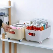 4 PCS Wheeled Storage Boxes, Adhesive Caster Wheels For Bottom Of Containers, Unidirectional Home Use Small Rollers For Storage Boxes - Multicolor - View 5