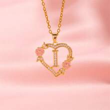 Fashion Light Luxury Hollow Love Flower A-Z Letter Pendant Necklace Initials Necklace Women's Jewelry