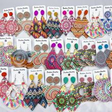10 pares/paquete Pendientes de madera vintage con estampado colorido para mujeres, set de pendientes de pareja estilo bohemio variado para fiesta, boda, uso diario, regalos de joyería de moda, envío aleatorio