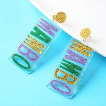 1 Pair Fashionable Carnival, Party Letter Acrylic Pendant Earrings For Women - Multicolored - View 1