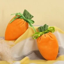 1/10st Paaswortel Cadeauzak Wortelvormige Fluwelen Sieradenmand Trekkoordzakken Snoep Traktatiezak Voor Lente Paasfeest Cadeauverpakkingszak