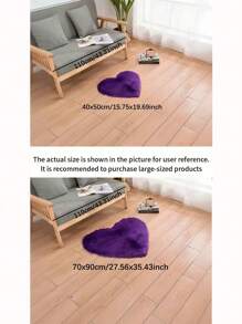 1 pieza Alfombra con forma de corazón de pelo alto y esponjoso, con pelo de 6 cm de largo, apta para sala de estar, comedor, dormitorio, habitación de adolescentes, guardería, disponible en múltiples colores y estilos