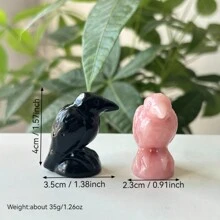 1pc 4cm Natural Crystal Raven Figurine, Crystal Carved Ornament, Raven Home Decor