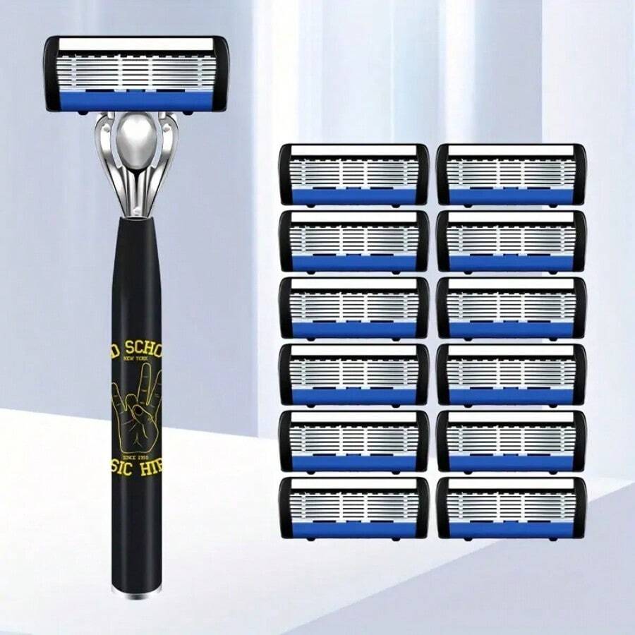 7-Layer Manual Shaver, High-Grade Razor Blade Holder With 6pcs Blades ...