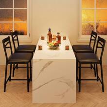 mteryoing Bar Stools Set Of 2/4, PU Upholstered Bar Chairs, Kitchen Island Chairs With X-Shaped Backrest And Metal Footrest, Black Counter Height Chairs For Dining Room, Coffee Shop - Set of 2-Black - 查看 4