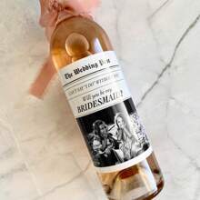 1-12张任意尺寸定制葡萄酒标签，防水标签，定制照片葡萄酒标签，黑白照片伴娘邀请报纸标签，伴娘葡萄酒标签，邀请礼盒，“你愿意做我的伴娘吗？”，必备品，定制贴纸，乔迁之喜，时尚设计，Poetcore - 彩色 - 查看 5