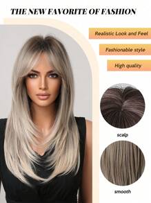 18 Inch Fashion Butterfly Haircut Gradation Gray Brown Hair Wigs Synthetic Middle Part Hair Wigs For Y2K Girls FLASH