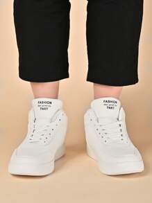 户外舒适男士休闲鞋 厚底防滑男士运动鞋 新款时尚男鞋 优质登山鞋 新款春夏跑步鞋 百搭高帮增高鞋（不对称图案） - 白色 - 查看 8