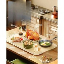 Tapete calentador de alimentos para bandejas de buffet para mantener los alimentos calientes en fiestas, alfombrilla de calentamiento de silicona con 7 niveles de temperatura y apagado automático, calentadores de alimentos para fiestas, reuniones y uso cotidiano - Blanco - Ver 6