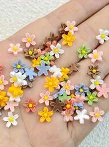 50 件混合 3D 五瓣花指甲饰品套装 - 无香味，非常适合 DIY 美甲和修脚