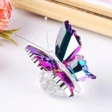 1 Piece Exquisite Multicolor Crystal Butterfly Figurine Colorful Butterfly Figurine With Crystal Ball Base, Small Glass Butterfly Statue Gifts For Women Men, Cute Animal Ornament Collectible For Home Office Decoration Ideal Gift For Christmas, Mother's Day, Father's Day, Valentine's & Weddings Birthday Graduation