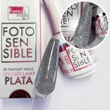 Gel Reflectivo Plata Fantasy Nails, 15ml Gel Semipermanente de 3 Pasos - Plateado - Ver 1