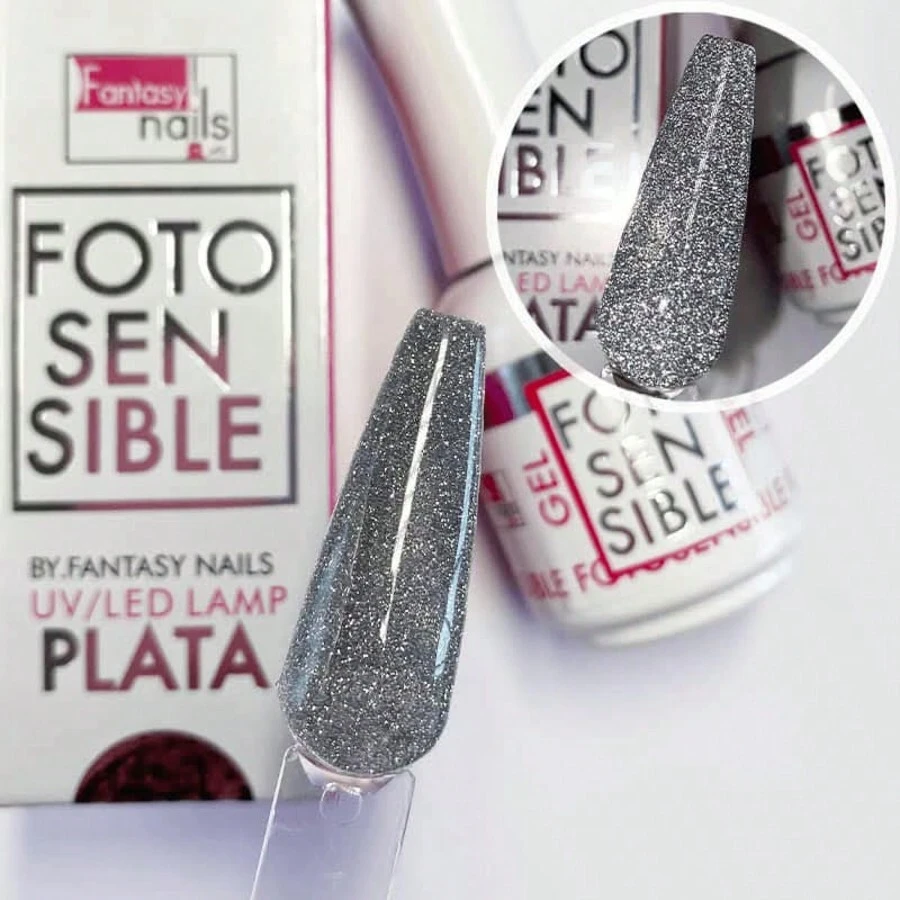 Gel Reflectivo Plata Fantasy Nails, 15ml Gel Semipermanente de 3 Pasos - Plateado - Ver 1