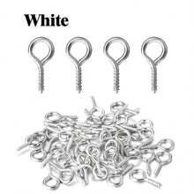 100 piezas Anillos, pernos, tornillos de cabeza redonda con ojal cerrado, ganchos de argolla, clavos autorroscantes para colgar en la pared, para manualidades de joyería, artesanía, fotos, arcilla y colgantes de resina