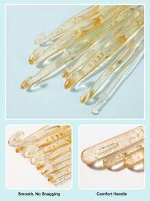 8pcs/Set Crochet Hooks Set With Crystal Handles And 15cm Length For Comfortable And Easy Crocheting 4-12mm Sizes - Transparent - View 3