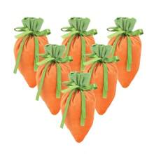 1/10st Paaswortel Cadeauzak Wortelvormige Fluwelen Sieradenmand Trekkoordzakken Snoep Traktatiezak Voor Lente Paasfeest Cadeauverpakkingszak