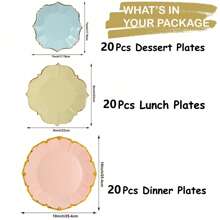 60 个装复活节快乐纸盘 - 春季派对盘、精美一次性盘、兔子盘，非常适合婚礼，请访问 Hioasis 商店（20 份） - Blue Yellow Pink - 查看 9