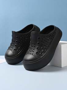 1 Pair Children Non-Slip Solid Color Thick Sole Open-Toe Sandals, Summer - Black - View 6