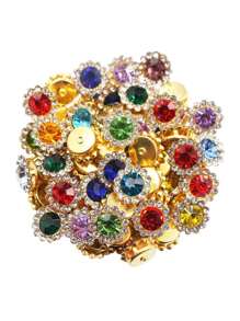 向日葵钻圆花盘钻扣蝴蝶结手工diy发饰材料玻璃爪钻连衣裙配件。水钻向日葵手缝钻花盘蕾丝钻diy发饰材料配件手工串珠双层花钻。