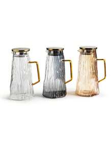 1 pieza Jarra de agua resistente al calor, jarra de agua de glaciar de vidrio borosilicato de alta calidad, jarra de jugo de gran capacidad, tetera doméstica, tetera de infusión de frutas para restaurante, artículo para el hogar