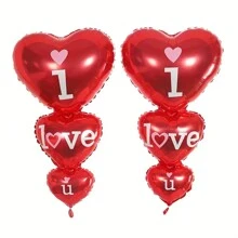 Red Heart Foil Balloons, Suitable For Valentine's Day Party Decoration, Wedding, Anniversary Celebration - Multicolor - View 14
