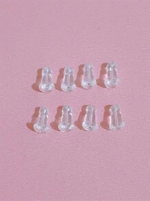Approx. 100pcs Women's Transparent Plastic Stud Earring Covers, For Everyday Wear - Clear - View 3