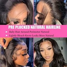 直发蕾丝前假发 13x4 高清蕾丝前假发 人发 预拔 180% 密度 直发蕾丝前假发 人发 带婴儿头发 适合女性 - 自然色&黑色系 - 查看 10