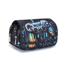 Pencil Case For Boys And Girls, Double-Sided Pattern Pencil Case, Large Storage Wallet Card Case,Compartment Pencil Case For School Students