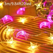 1 buc 4.9/9.8ft Culoare Caldă Șir Luminos Decorativ Stea Lună, Lumină Stea Zână Acționată Cu Baterii Pentru Decor Acasă, Decor Cameră, Decor Dormitor, Decor Grădină, Decor Camping, Decor Petrecere, Decor Bal Nuntă, Șir Luminos Decorativ Curte - Galben+Roz - Vizualizare 11