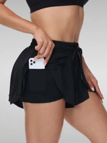 Blaosn 3pcs/Set  Flowy Athletic Shorts For Women Gym Yoga Workout Running Butterfly Tennis Sports Active Skort Skirt High Waisted With Pockets Spandex Sweat Pants Cute Lounge Clothes Summer Outfits - màu đen - Xem 3