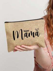 字母“Mama”印花拉链女士化妆包。送给妈妈的最佳礼物，伴娘化妆包，伴娘礼品包，带拉链的婚礼旅行洗衣包，伴娘包，婚礼新娘送礼会单身女孩求婚派对礼物 - 彩色 - 查看 6