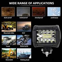 2 件装汽车 LED 工作灯条 60W 聚光灯雾灯通用驾驶灯 6000K 白色塑料外壳适用于皮卡摩托车越野 SUV ATV UTV 卡车 - 黑色 - 查看 7