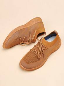 Women's Sports Shoes, Spring/Summer New Running Shoes, Cushioning Shoes, Soft Bottom Knit Mesh Casual Shoes, Breathable Running Shoes - Brown - View 4