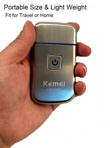 Kemei KM-T100 男士电动便携式剃须刀 USB 充电往复式剃须刀强力单刀片剃须机胡须去除器旅行剃须刀男士礼物 - 灰色 - 查看 9