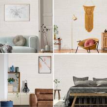 橱柜/台面的米色人造亚麻接触纸卷是可拆卸的，纹理壁纸是自粘的，乙烯基织物壁纸是防水的 - 彩色 - 查看 7